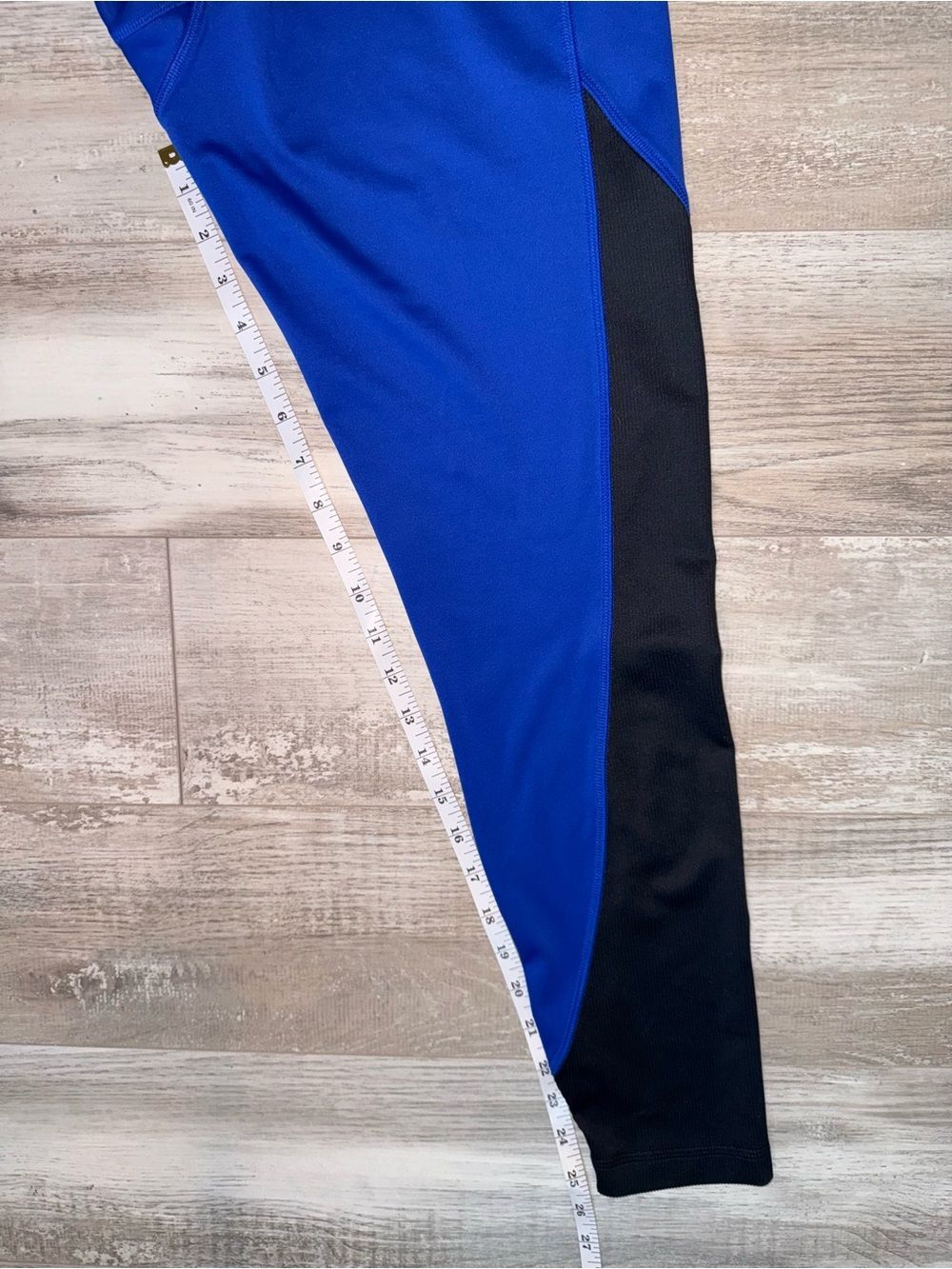 Reebok Ribbed High-Rise Colorblock Leggings Royal Blue Black - Picture 6 of 6